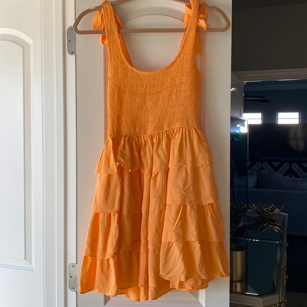 Olivaceous Small Orange smocked dress